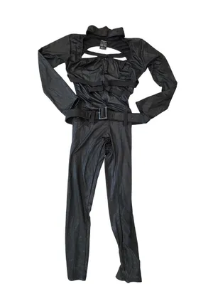 Leg Avenue Black Faux Leather Catwoman-Style Costume With Cut-Out Design Belt L thumbnail 7