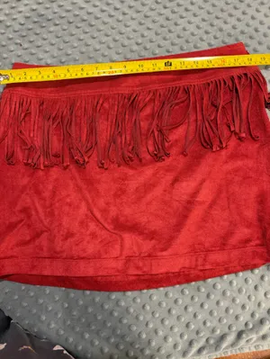 Express Red Fringe Mini Skirt thumbnail 5