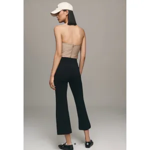 Maeve‎ Anthropologie the Margot Cropped Flare Pants Black Elastic Waist Size S thumbnail 3