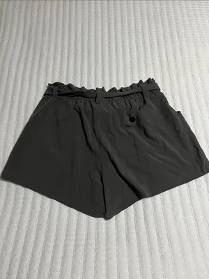 Athleta Black High-Waist Paperbag Belted Shorts thumbnail 3