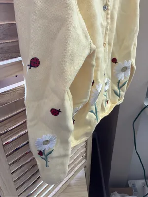 Yellow Floral Embroidered Cardigan Sweater thumbnail 6