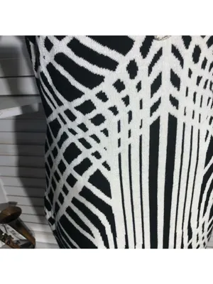 Y2K Black White Sweater Dress Avant Garde 3/4 sleeves artsy whimsi futuristic M thumbnail 4
