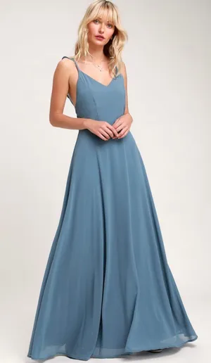 Lulus Slate Blue Maxi Formal Dress thumbnail 3