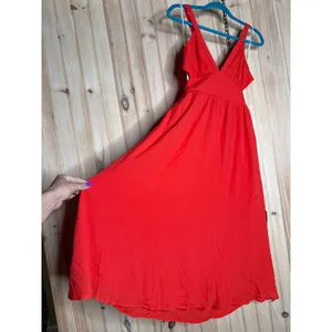 NWT Lulus Bold New Look Bright Red Tie-Back Midi Dress With Pockets Party Sz XS thumbnail 4
