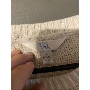 Time & Tru Women Multicolor Cotton Scoop Neck Long Sleeve Knit Sweater L thumbnail 3