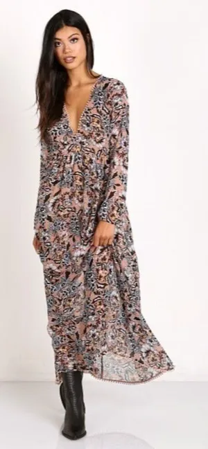 For‎ Love & Lemons Grace Maxi Dress in Nude Floral Size Small thumbnail 1