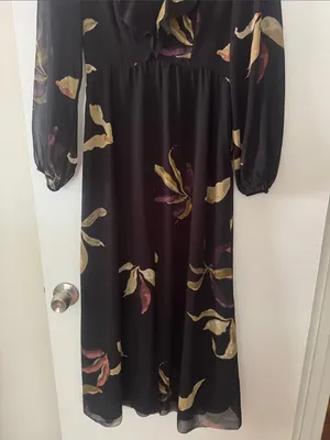 Wilfred Aritzia Floral Ruffle-Trim Long Sleeve Maxi Dress with Slit Front thumbnail 7