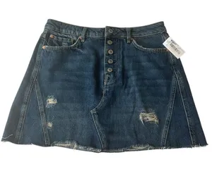 Free People "Harvey" Distressed Denim Mini Skirt thumbnail 1