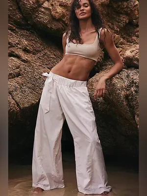 NWT FREE PEOPLE Movement One More Time Wide Leg Pants- Bleached Clay thumbnail 5