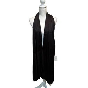 Liz Claiborne Black Satin Pleated Hem Scarf Wrap Shawl NWT Long Elegant Handmade thumbnail 2