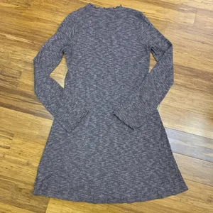 American Eagle Knit Dress Womens Size Medium Bell Sleeve Ruffle‎ Neck Heathered thumbnail 4