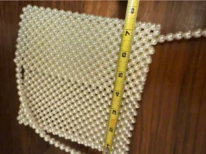 Pearl Beaded Crossbody Bag in Cream thumbnail 5