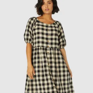 MODCLOTH x PRINCESS HIGHWAY Isabelle Dress Gingham Plaid Cotton Linen Size 10 thumbnail 3