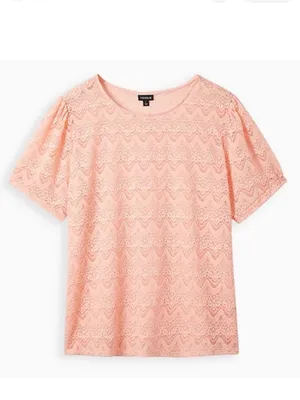 BUNDLE Torrid Lace Crochet Tees Peaches And Cream 2X NWT thumbnail 7