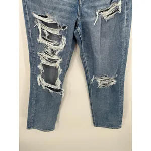 American‎ Eagle Highest Rise 90s Boyfriend Jeans Womens 6R Blue Distressed thumbnail 3