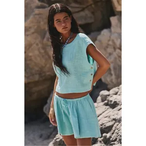 Free People Bohemian Beachy Skye Mini Skirt & Top Set Aqua Blue XS NWT thumbnail 5