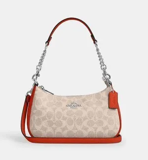 NWT COACH CV933 Teri Shoulder Bag In Signature Canvas & Leather crossbody thumbnail 1