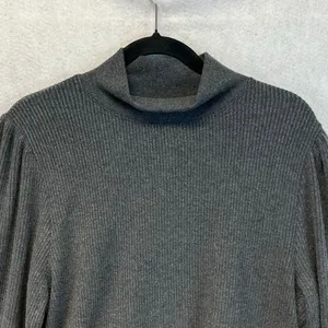 J. CREW Women’s Gray Mock Neck Ribbed Pullover Sweater XL Long Sleeve Soft NWT‎ thumbnail 2