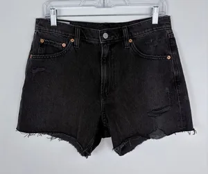 Gap 4"‎ High Rise Stride Short Black Denim Distressed Cotton Festival Size 28/6 thumbnail 1