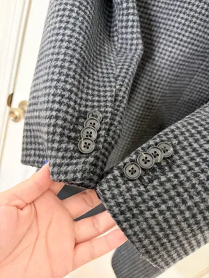 Abercrombie & Fitch Houndstooth Wool Blend Overcoat Quiet Luxury Preppy Classic Size M thumbnail 7