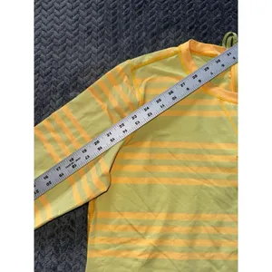 Lululemon Womens Mellow Yellow Striped‎ Run Warm Up Crew Rear Zip Size 10 thumbnail 7