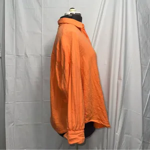 HERSY orange linen blend oversized button down shirt size women’s large thumbnail 3