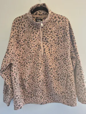 Abercrombie YPB Cheetah Print Half-Zip Pullover - Brown and Black Large thumbnail 2