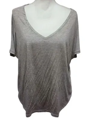 Express women's v neck short sleeved oversized gray t shirt size large thumbnail 1