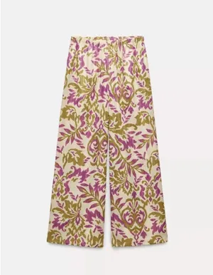 Zara Cream, Gold & Purple Floral Two-Piece Pantsuit set thumbnail 3