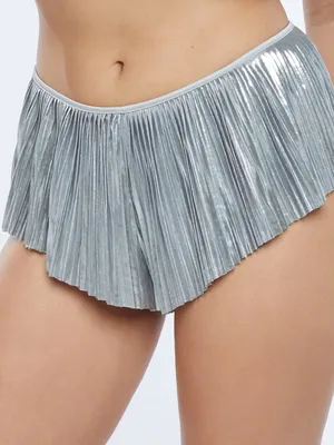 Savage X Fenty Silver Metallic PLEATED LAMÉ SHORT thumbnail 1
