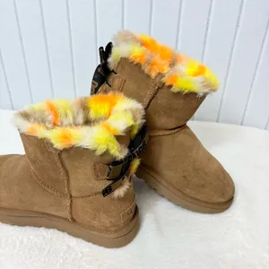 UGG CLASSIC MINI‎ BAILEY BOW PUNK PLAID CHESTNUT BOOTS Vibrant Fur Lining Size 9 thumbnail 9