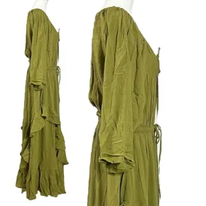 Free People Bohemian Witchy Ethereal Maxi Dress Green Moss Size Small NWT thumbnail 7