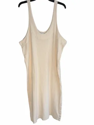 Free People Beach Scoop Neck‎ Ribbed Cream Be Happy Pinafore Dress Small thumbnail 2