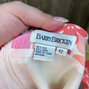 Barry Bricken Vintage Colorful Tropical Leaf Dress thumbnail 3