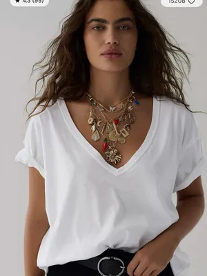 We the Free people Nina V neck Tee large white thumbnail 1