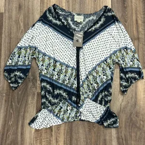 NEW Anthropologie Deletta Button Blouse Women’s Large thumbnail 1