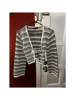 Emory Park Boho Feminine Crochet Knit Cream Multicolored Cropped Sweater thumbnail 6
