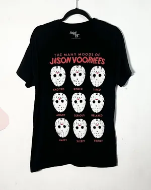 Friday the 13th T-Shirt Medium Black Jason Voorhees Graphic Halloween thumbnail 1