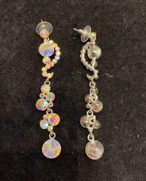 AB Stone Long Earrings Silver thumbnail 4