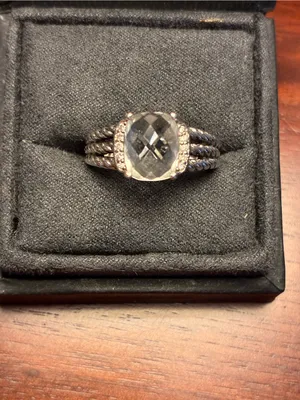 David Yurman Sterling Silver White 
Topaz Cable Ring thumbnail 4
