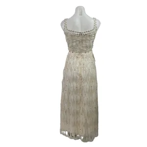 NEW Women's White Sequin Rhinestone Sleeveless Square Neck A-Line Tank Dress XS thumbnail 3