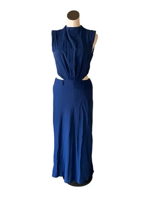 NWT Abercrombie & Fitch Navy Side Cut Out Maxi Dress Small NO BELT thumbnail 2