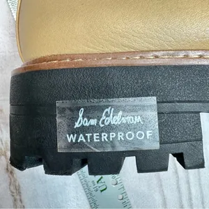 Sam Edelman Combat Boots Laguna Chelsea Waterproof Tan Leather Chunky Heel thumbnail 11
