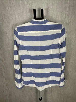 Banana Republic Blue and White Striped Soft Wash Shirt Size Medium thumbnail 6