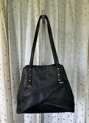 Juicy Couture Black Cow Hide Leather Orange Grove Winged Convertible Tote thumbnail 3