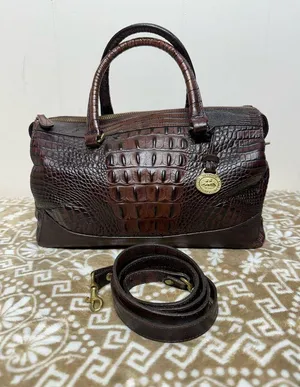 Brahmin Pecan Melbourne Crocodile Embossed Leather Bag with detachable Strap thumbnail 1