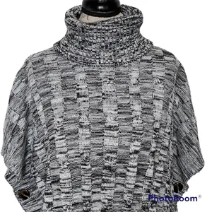 Poncho Sweater Oversized Knit Turtleneck Chunky One Size Cozy Fall Winter thumbnail 6
