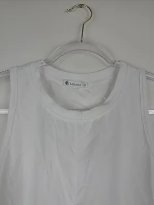 Laslulu White Crop Tops Sleeveless Workout Tank Top Racerback Cropped Flowy M thumbnail 4