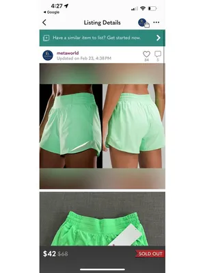 Lululemon Lime Green Running Shorts- Hotty Hot HR Short 4" thumbnail 7