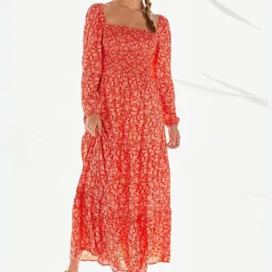 Anthropologie Dolan Stratton Smocked Floral Long Sleeve Midi Dress Size Medium thumbnail 2